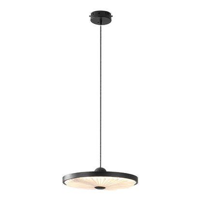 Contemporary Scandinavian Iron PVC Foldable Fan-Shaped Round LED Pendant Light For Living Room
