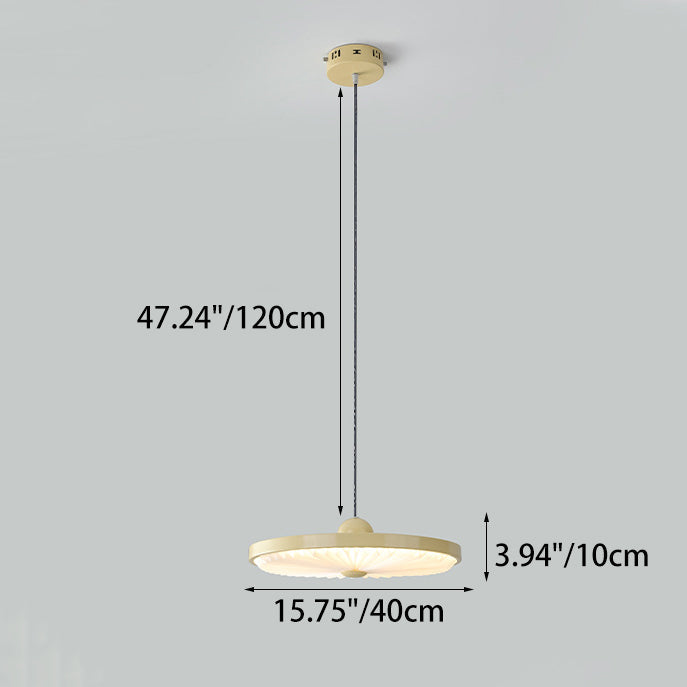 Contemporary Scandinavian Iron PVC Foldable Fan-Shaped Round LED Pendant Light For Living Room