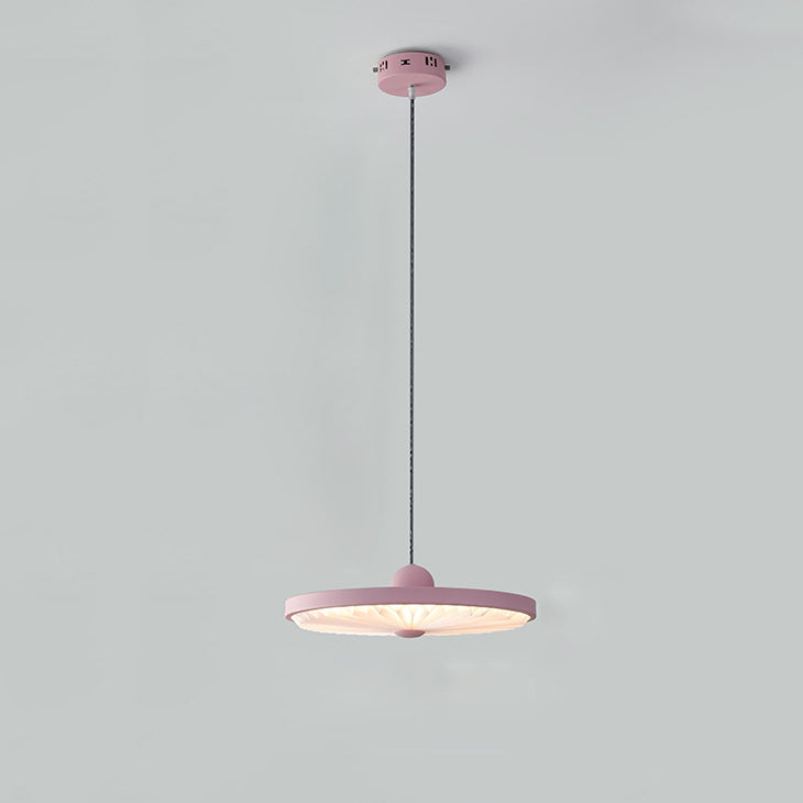 Contemporary Scandinavian Iron PVC Foldable Fan-Shaped Round LED Pendant Light For Living Room