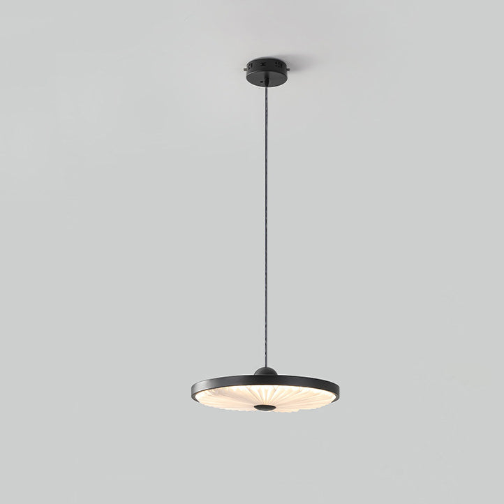 Contemporary Scandinavian Iron PVC Foldable Fan-Shaped Round LED Pendant Light For Living Room