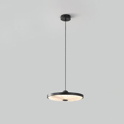 Contemporary Scandinavian Iron PVC Foldable Fan-Shaped Round LED Pendant Light For Living Room