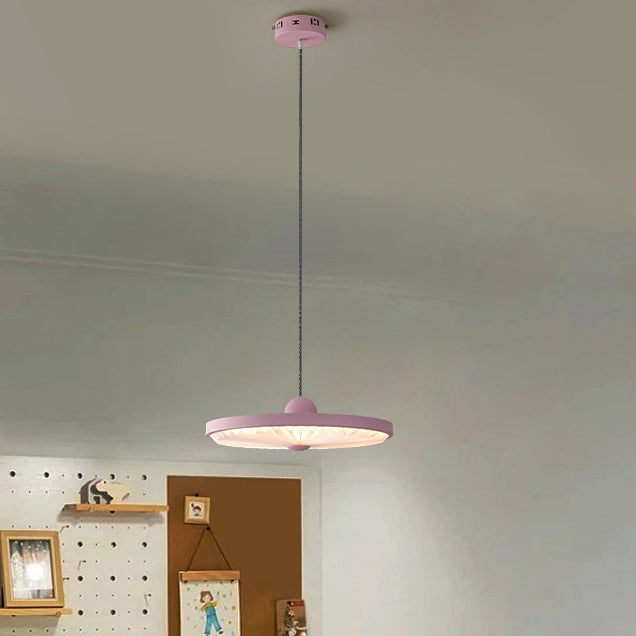 Contemporary Scandinavian Iron PVC Foldable Fan-Shaped Round LED Pendant Light For Living Room