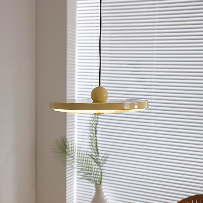 Contemporary Scandinavian Iron PVC Foldable Fan-Shaped Round LED Pendant Light For Living Room