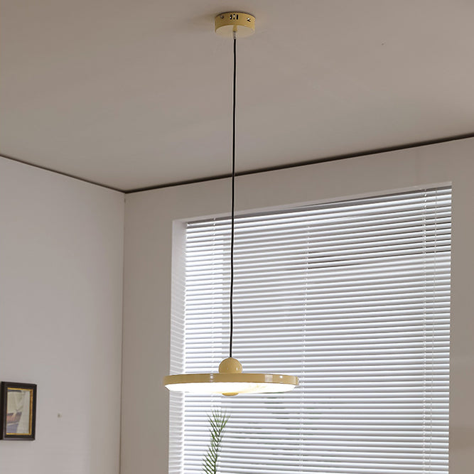 Contemporary Scandinavian Iron PVC Foldable Fan-Shaped Round LED Pendant Light For Living Room