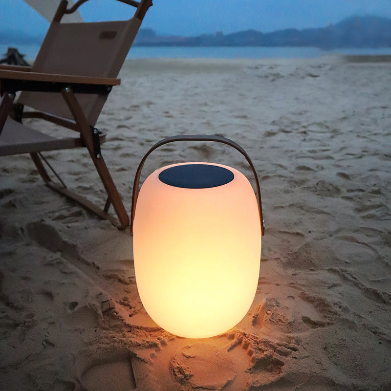 Contemporary Creative PE Acrylic Portable Barrel-Shaped Solar LED Outdoor Light For Garden & Camping