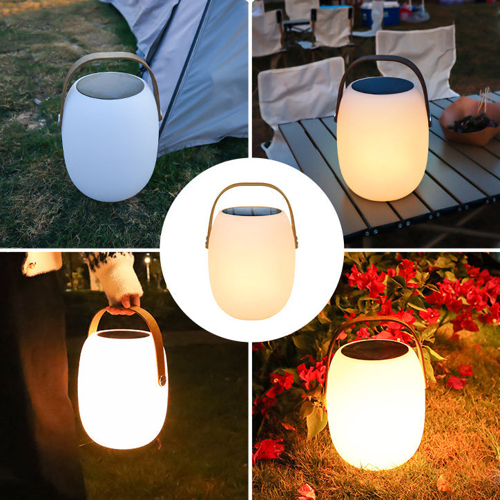 Contemporary Creative PE Acrylic Portable Barrel-Shaped Solar LED Outdoor Light For Garden & Camping