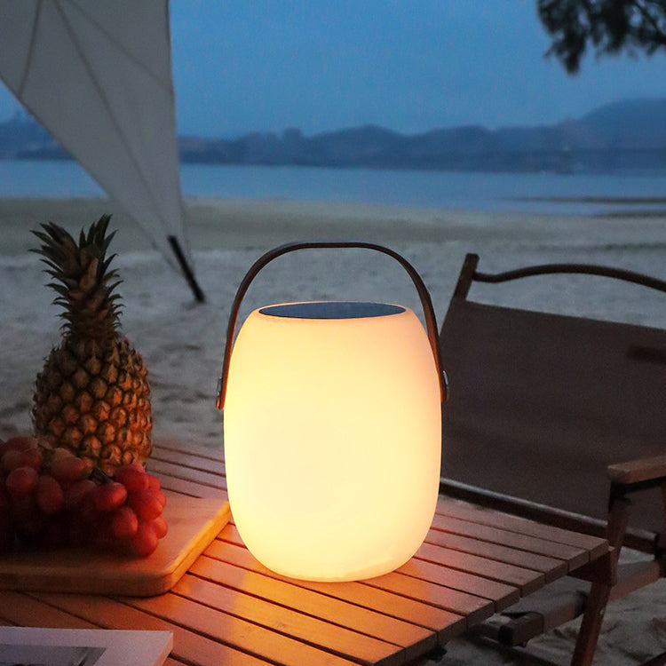Contemporary Creative PE Acrylic Portable Barrel-Shaped Solar LED Outdoor Light For Garden & Camping