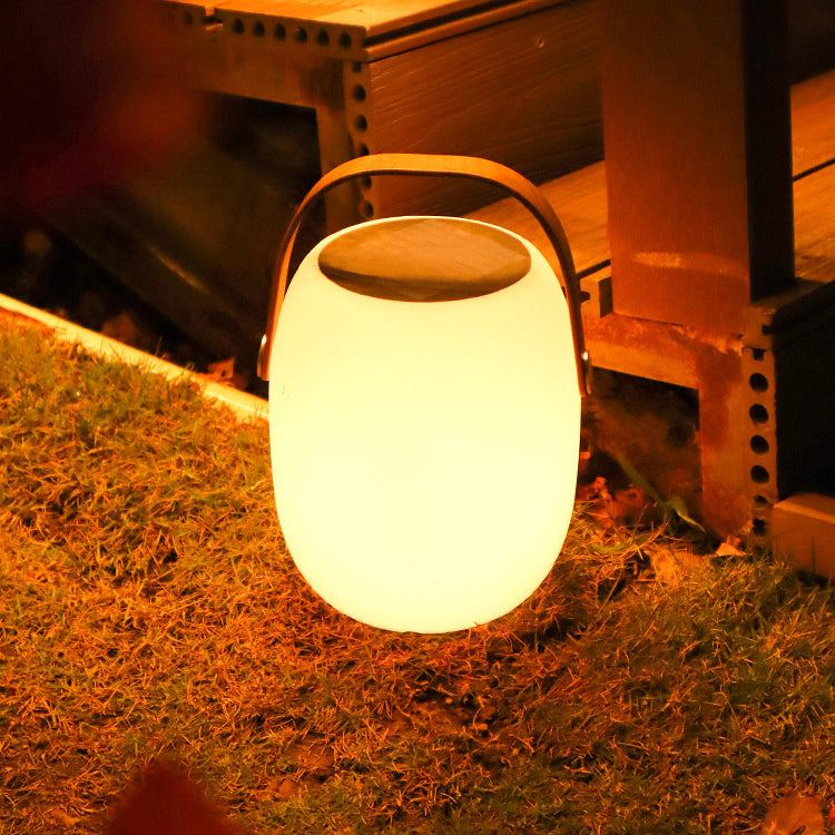 Contemporary Creative PE Acrylic Portable Barrel-Shaped Solar LED Outdoor Light For Garden & Camping