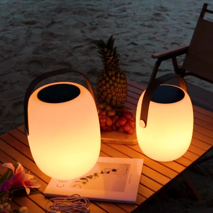 Contemporary Creative PE Acrylic Portable Barrel-Shaped Solar LED Outdoor Light For Garden & Camping