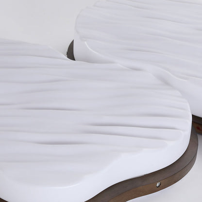Traditional Chinese Rubberwood Acrylic Cloud Wave LED Flush Mount Ceiling Light For Living Room & Bedroom