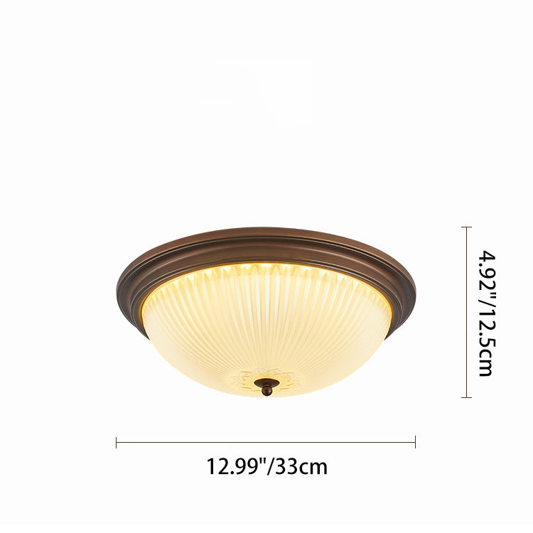 Traditional Vintage Glass Iron Patterned Round 2/3/4 Lights Flush Mount Ceiling Light For Bedroom