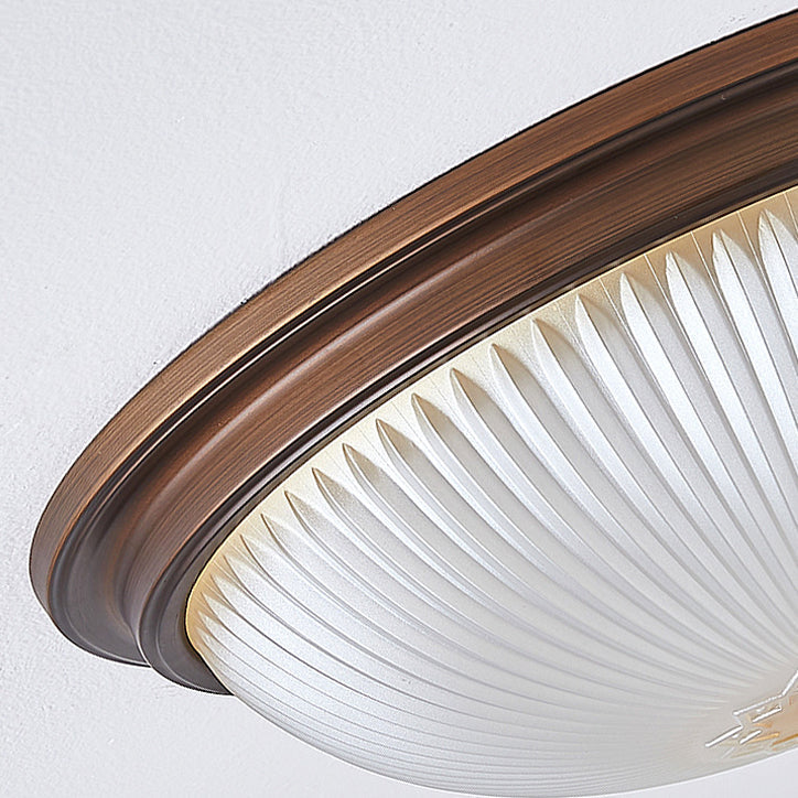 Traditional Vintage Glass Iron Patterned Round 2/3/4 Lights Flush Mount Ceiling Light For Bedroom