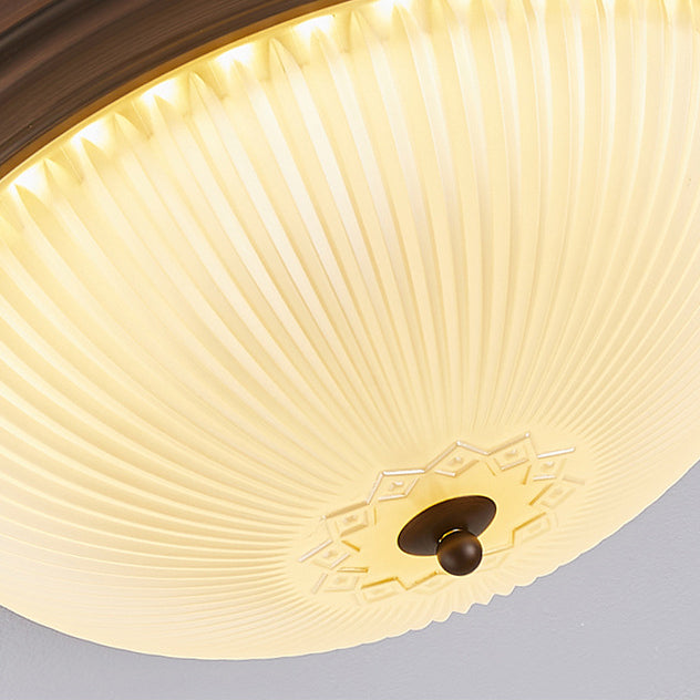 Traditional Vintage Glass Iron Patterned Round 2/3/4 Lights Flush Mount Ceiling Light For Bedroom