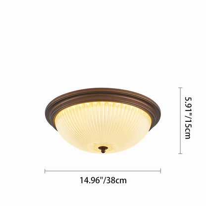 Traditional Vintage Glass Iron Patterned Round 2/3/4 Lights Flush Mount Ceiling Light For Bedroom
