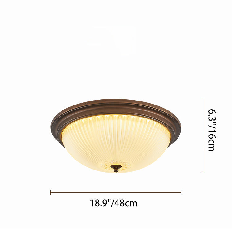 Traditional Vintage Glass Iron Patterned Round 2/3/4 Lights Flush Mount Ceiling Light For Bedroom