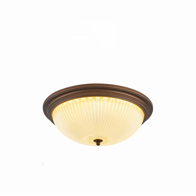 Traditional Vintage Glass Iron Patterned Round 2/3/4 Lights Flush Mount Ceiling Light For Bedroom