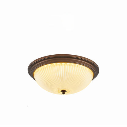 Traditional Vintage Glass Iron Patterned Round 2/3/4 Lights Flush Mount Ceiling Light For Bedroom