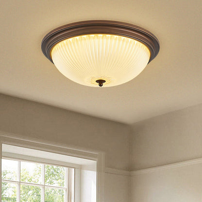 Traditional Vintage Glass Iron Patterned Round 2/3/4 Lights Flush Mount Ceiling Light For Bedroom