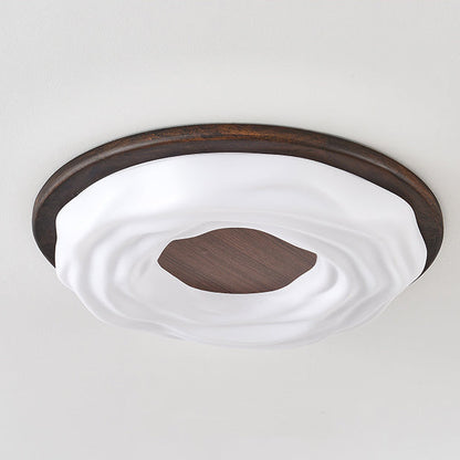 現代的でクリエイティブな無垢材と鉄製アクリルクッキー型、寝室用LEDフラッシュマウントシーリングライト