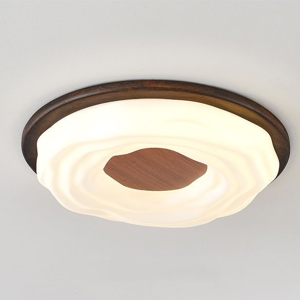 現代的でクリエイティブな無垢材と鉄製アクリルクッキー型、寝室用LEDフラッシュマウントシーリングライト