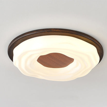 現代的でクリエイティブな無垢材と鉄製アクリルクッキー型、寝室用LEDフラッシュマウントシーリングライト