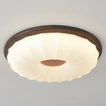 現代的でクリエイティブな無垢材と鉄製アクリルクッキー型、寝室用LEDフラッシュマウントシーリングライト