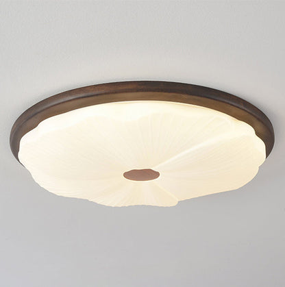 現代的でクリエイティブな無垢材と鉄製アクリルクッキー型、寝室用LEDフラッシュマウントシーリングライト
