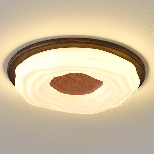 現代的でクリエイティブな無垢材と鉄製アクリルクッキー型、寝室用LEDフラッシュマウントシーリングライト