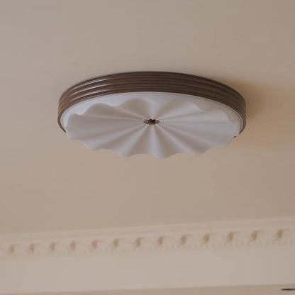 Traditional Chinese Acrylic Iron Wavy Circle LED Flush Mount Ceiling Light For Bedroom