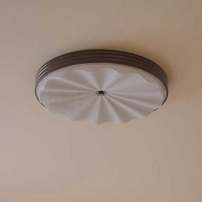 Traditional Chinese Acrylic Iron Wavy Circle LED Flush Mount Ceiling Light For Bedroom