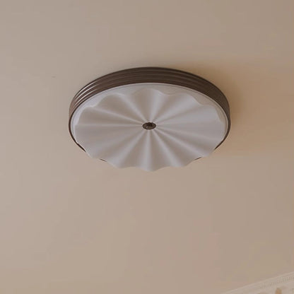 Traditional Chinese Acrylic Iron Wavy Circle LED Flush Mount Ceiling Light For Bedroom