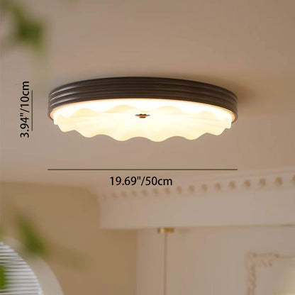 Traditional Chinese Acrylic Iron Wavy Circle LED Flush Mount Ceiling Light For Bedroom