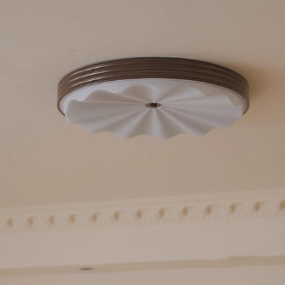 Traditional Chinese Acrylic Iron Wavy Circle LED Flush Mount Ceiling Light For Bedroom