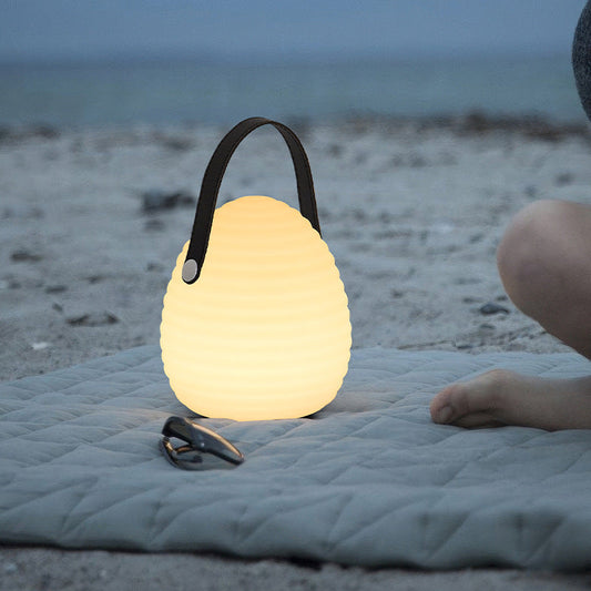Contemporary Creative PE ABS Portable Round LED Outdoor Light With Handle For Outdoor Patio