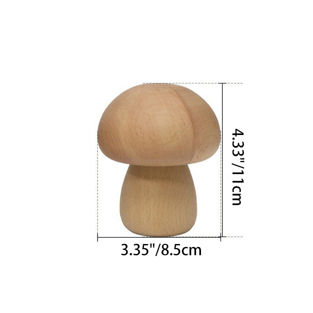 Contemporary Creative Wood Mushroom Round LED Table Lamp For Bedroom