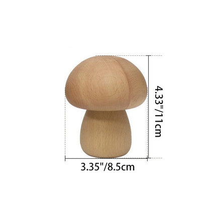 Contemporary Creative Wood Mushroom Round LED Table Lamp For Bedroom