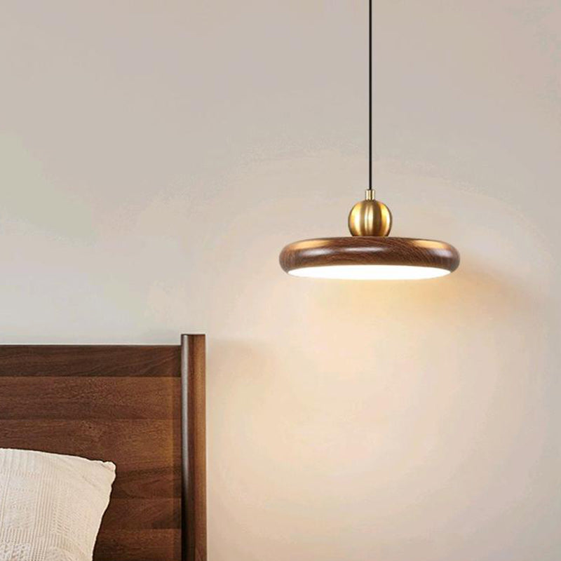 Traditional Chinese Iron Acrylic Disc UFO Round LED Pendant Light For Living Room