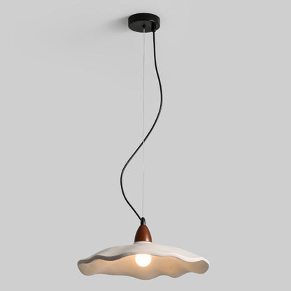 Traditional Vintage Stone Wood Metal Round Bowl Pendant Light 1-Light For Living Room