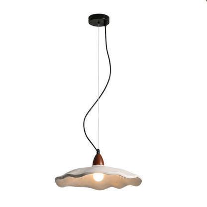 Traditional Vintage Stone Wood Metal Round Bowl Pendant Light 1-Light For Living Room