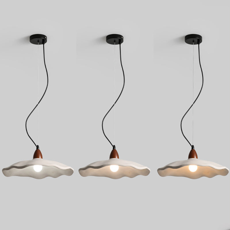 Traditional Vintage Stone Wood Metal Round Bowl Pendant Light 1-Light For Living Room