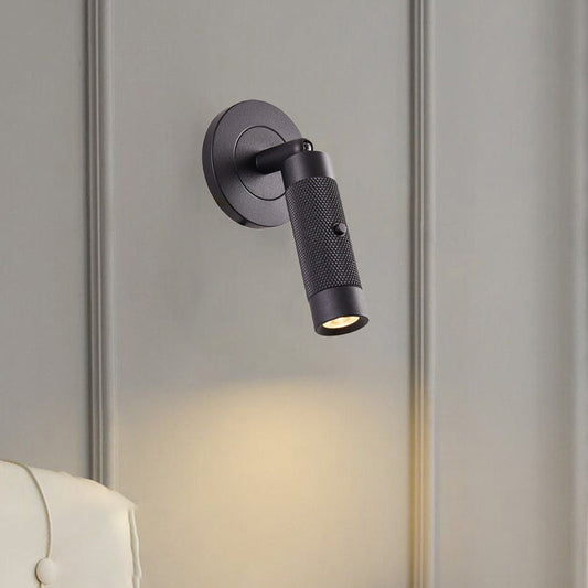 مصباح حائط LED دائري أسطواني من الألومنيوم بتصميم إسكندنافي معاصر لغرفة المعيشة