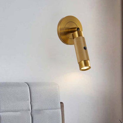 مصباح حائط LED دائري أسطواني من الألومنيوم بتصميم إسكندنافي معاصر لغرفة المعيشة