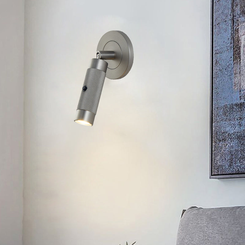 مصباح حائط LED دائري أسطواني من الألومنيوم بتصميم إسكندنافي معاصر لغرفة المعيشة
