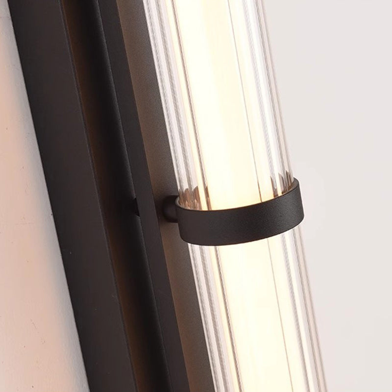 مصباح حائط LED مستطيل الشكل مصنوع من الحديد والزجاج بتصميم إسكندنافي معاصر لغرفة المعيشة