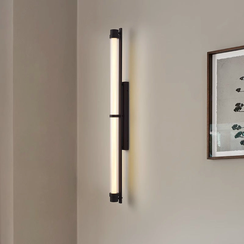 مصباح حائط LED مستطيل الشكل مصنوع من الحديد والزجاج بتصميم إسكندنافي معاصر لغرفة المعيشة