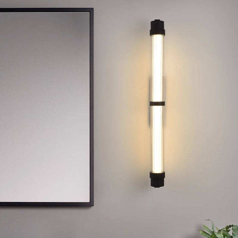 مصباح حائط LED مستطيل الشكل مصنوع من الحديد والزجاج بتصميم إسكندنافي معاصر لغرفة المعيشة
