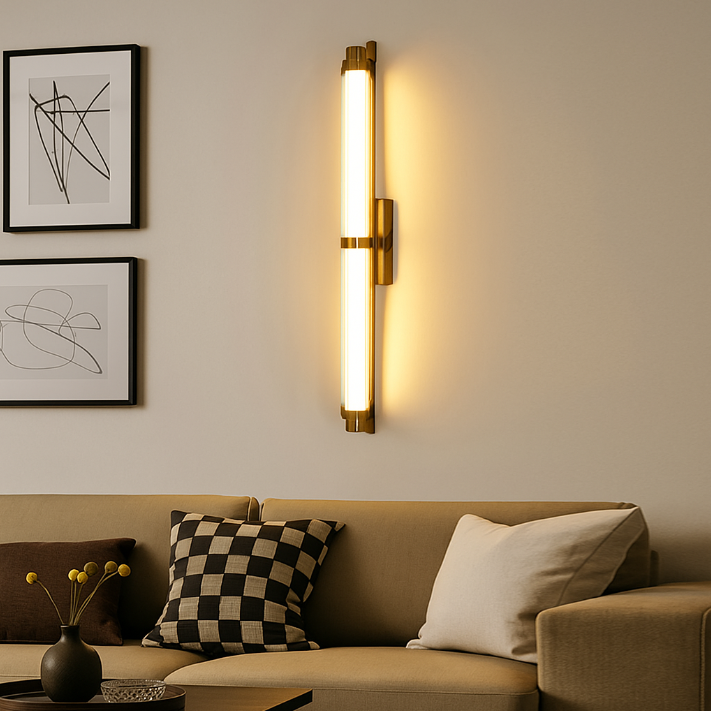 مصباح حائط LED مستطيل الشكل مصنوع من الحديد والزجاج بتصميم إسكندنافي معاصر لغرفة المعيشة