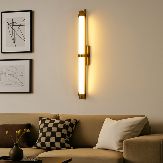 مصباح حائط LED مستطيل الشكل مصنوع من الحديد والزجاج بتصميم إسكندنافي معاصر لغرفة المعيشة