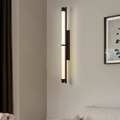 مصباح حائط LED مستطيل الشكل مصنوع من الحديد والزجاج بتصميم إسكندنافي معاصر لغرفة المعيشة