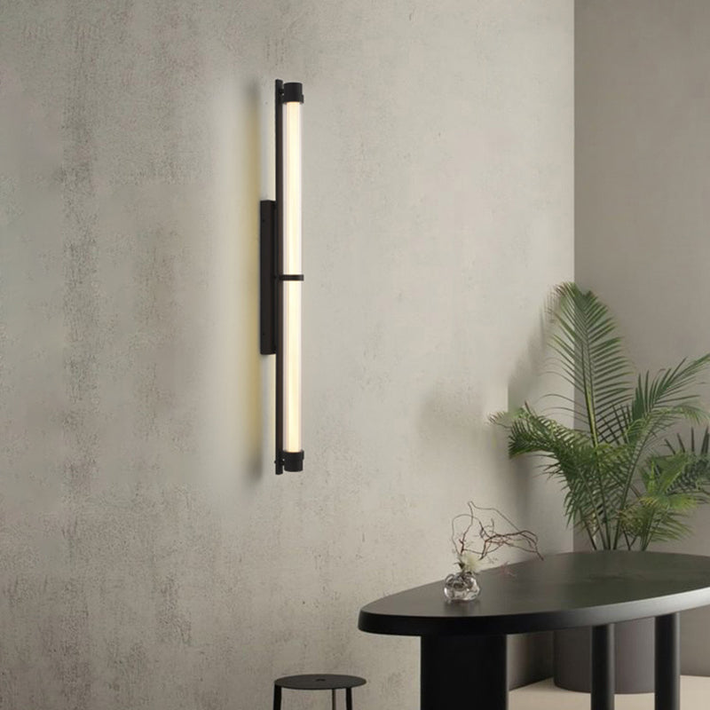 مصباح حائط LED مستطيل الشكل مصنوع من الحديد والزجاج بتصميم إسكندنافي معاصر لغرفة المعيشة